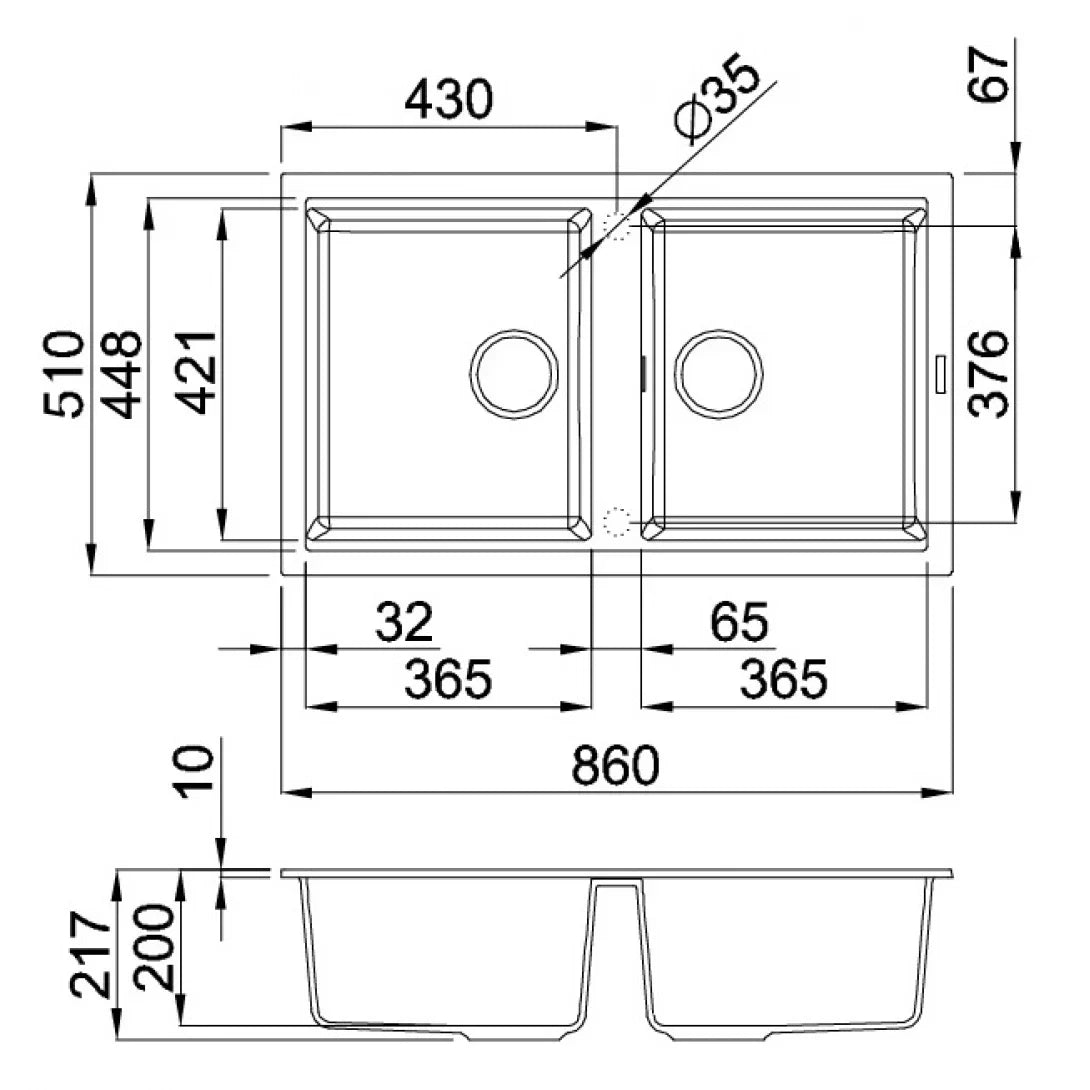 Chậu Đá Rửa Chén Malloca BIANCO G-45062 Hai Hộc