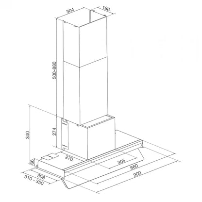 Máy Hút Mùi Malloca MH 900SP Space Khử Mùi Âm Tủ Màu Đen