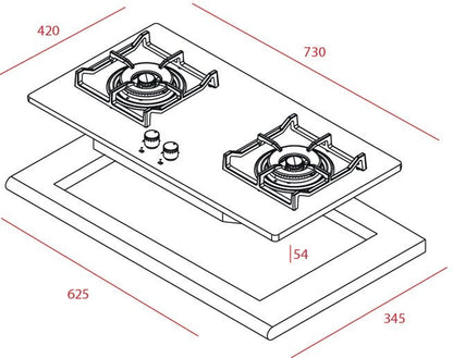Bếp Ga Teka GSI 73 2G AI AL TR (MT) 40240306 2 Mặt Bếp Âm
