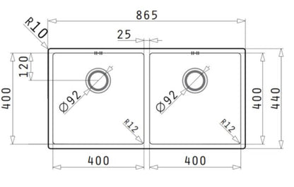 Chậu Rửa Pyramis HMH.101031401 ASTRIS (86,5X44) 2B - Bếp Việt Pro