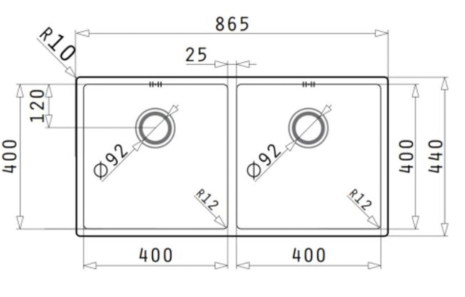Chậu Rửa Pyramis HMH.101031401 ASTRIS (86,5X44) 2B - Bếp Việt Pro