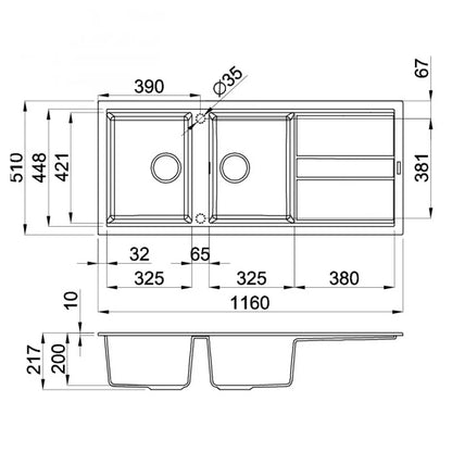 Chậu Đá Rửa Chén Malloca NERO K-50040