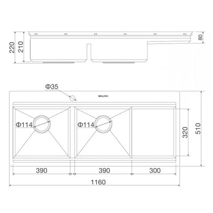 Chậu Rửa Chén Bát Malloca MS 1162R Inox 304