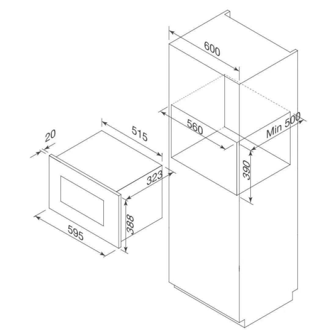 Lò Vi Sóng Kết Hợp Nướng Malloca MW-820B Âm Tủ