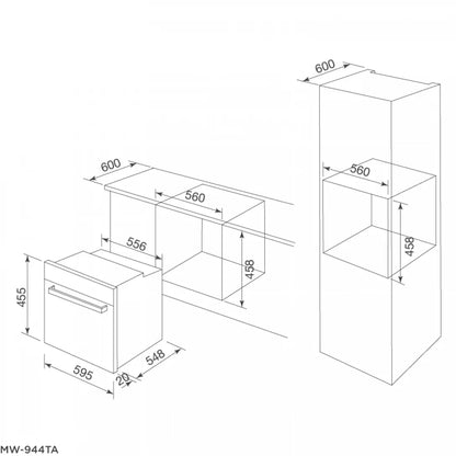 Lò Nướng Kết Hợp Vi Sóng Malloca MW-944TA Âm Tủ