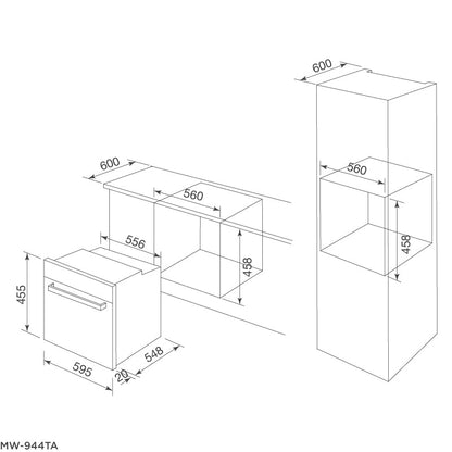 Lò Nướng Kết Hợp Vi Sóng Malloca MW-944TF Âm Tủ