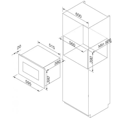 Lò Vi Sóng Malloca MW-927BG Âm Tủ 27L Màu Trắng