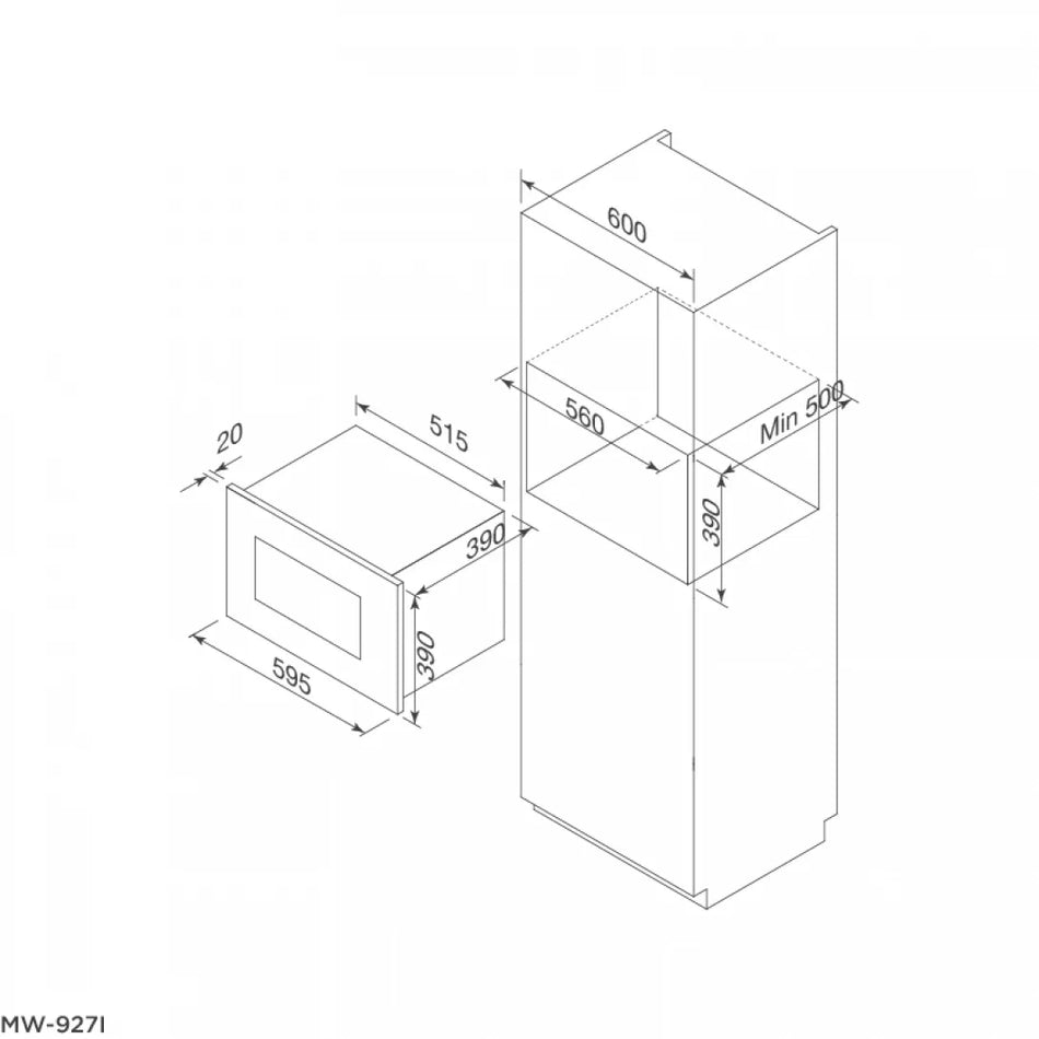 Lò Vi Sóng Malloca MW-927I Âm Tủ