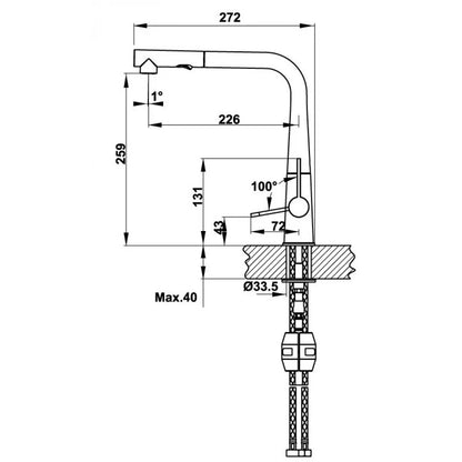 Vòi Bếp Hafele HT20-CH1P295 570.82.200 Nóng Lạnh Rút Dây