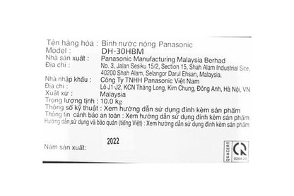 Máy nước nóng Panasonic DH-30HBMVW gián tiếp 30L