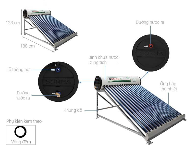 Máy Nước Nóng Năng Lượng Mặt Trời Sơn Hà ECO 120L-58