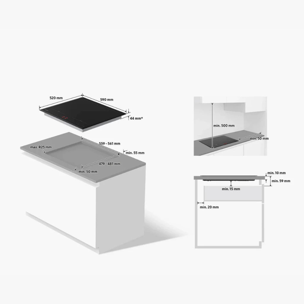 Bếp từ Samsung Bespoke NZ64B5066FK/SV với vùng nấu linh hoạt Dual Flex Zone