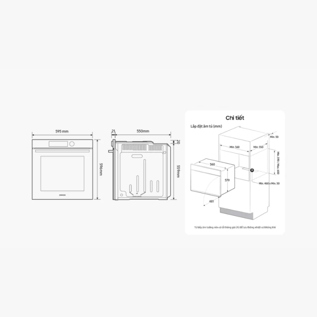 Lò Nướng SAMSUNG Bespoke NV7B6675CAA/SV 76L Màu Nâu Beige Âm Tủ