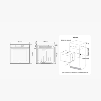 Lò Nướng SAMSUNG Bespoke NV7B6675CAA/SV 76L Màu Nâu Beige Âm Tủ