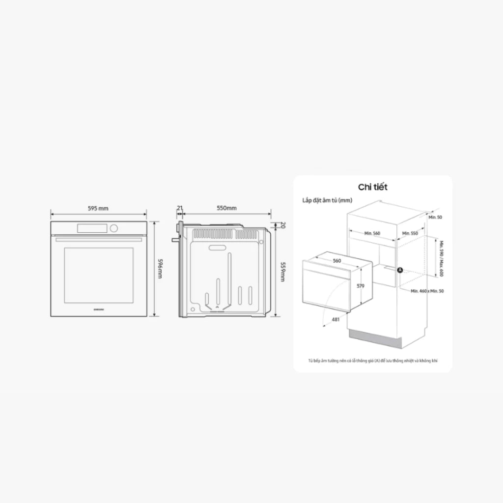Lò Nướng SAMSUNG NV7B41201AS/SV Âm Tủ 76L Màu Đen