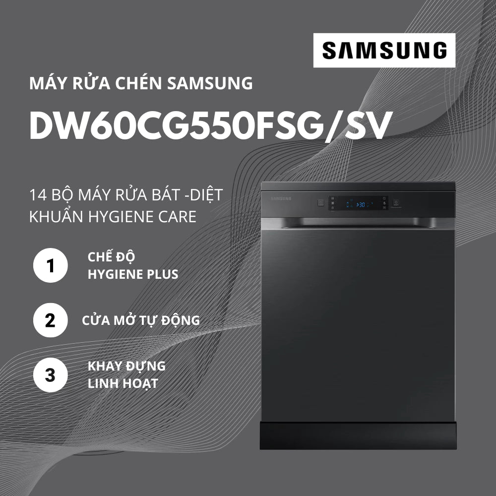 Máy Rửa Chén SAMSUNG DW60CG550FSG/SV Màu Đen