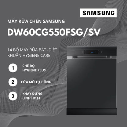 Máy Rửa Chén SAMSUNG DW60CG550FSG/SV Màu Đen