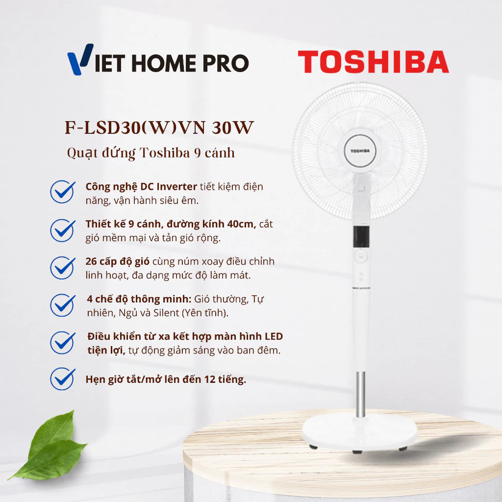 Quạt Đứng Toshiba 9 Cánh F-LSD30(W)VN 30W